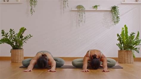 Calm Of Wellness Couple Asian Young Woman Sit On Yoga Mat Doing