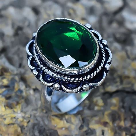 Chromé Diopside Pierre Précieuse Main Ethnique Argent Bijoux Taille