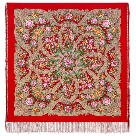 Pavlovo Posad Russian Shawl 100% Wool Scarf 125x125 cm Wrap Silk Fringe ...