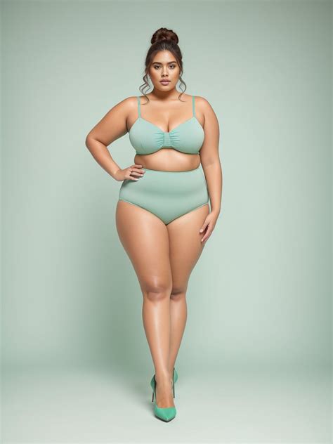 Latina Plus Size Fashion Model In Forest Green Apparel Pincel