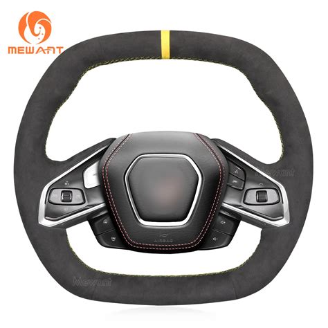 MEWANT Dark Grey Alcantara Car Steering Wheel Cover Wraps For Chevrolet