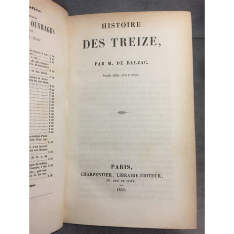 Balzac Honor De Histoire Des Treize Paris Charpentier Edition