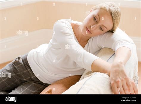 Blonde Woman Relaxing Stock Photo Alamy