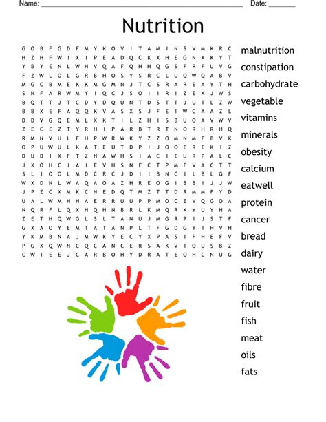 Nutrition Word Search WordMint