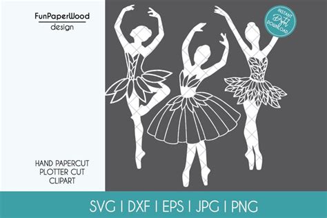 3 Dancing Ballerina Dancer SVG DXF EPS Cut File 1468247