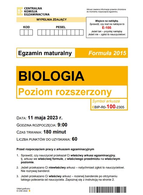 Matura Z Biologii Arkusz Cke I Rozwi Zania Formu A