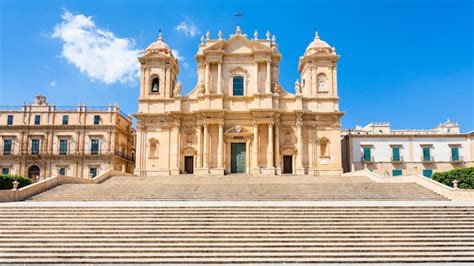 Premium Photo | Front view of noto cathedral in sicily