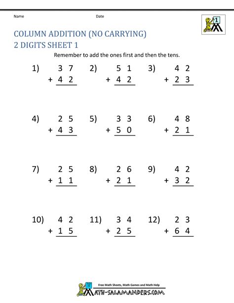 Math Addition Activity Sheets