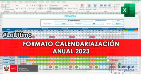 Formato Calendarizaci N Anual Excel Minedu Ministerio De Educaci N