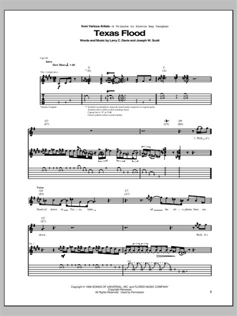 Texas Flood By Stevie Ray Vaughan Sheet Music For Guitar Tab At Sheet