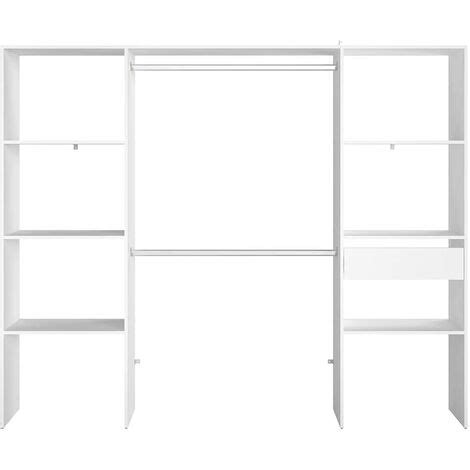 Armadio A Vista 6 Ripiani 1 Cassetto 2 Barre Appendiabiti 220x40x180