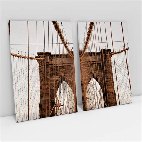 Quadro Decorativo Nova York Brooklyn Bridge Linhas Convergentes Kit Co