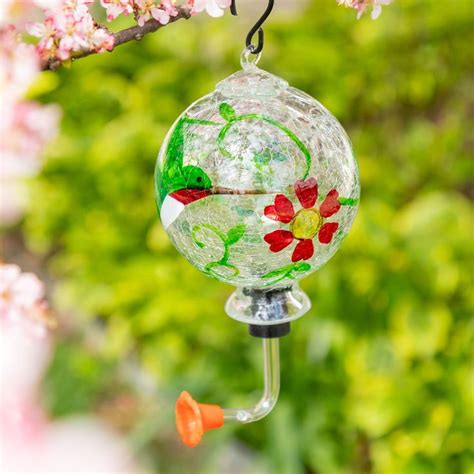 Hand Painted Glass Hummingbird Feeder Greatergood