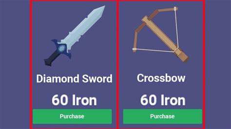 Diamond Sword And Crossbow For Iron Roblox Bedwars Youtube