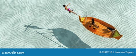 Frau Im Bikini Auf Einem Segelboot Stock Abbildung Illustration von kaukasisch mädchen 92871710