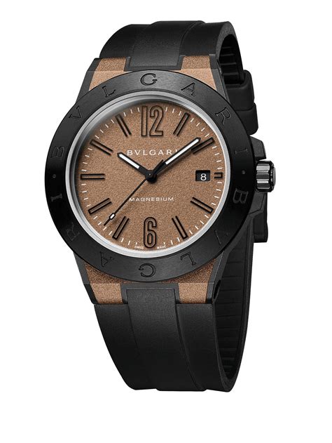 Bvlgari Diagono Magnesium & Rubber Strap Watch in Black for Men | Lyst