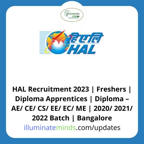 HAL Recruitment 2023 Freshers Diploma Apprentices Diploma AE