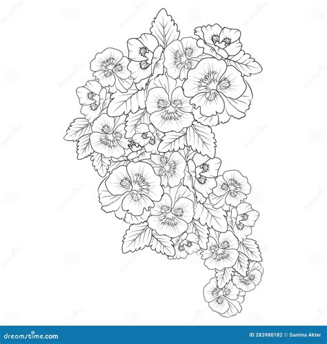 Flower Arrangement Line Art Collection Advanced Flower Coloring Page