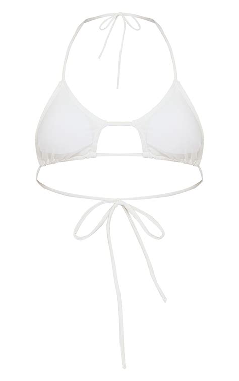 White Cut Out Tie Bikini Top Prettylittlething Usa