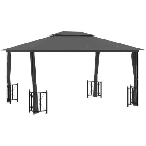 Tonnelle Avec Parois Et Toit Double 3x4 M Anthracite The Living Store