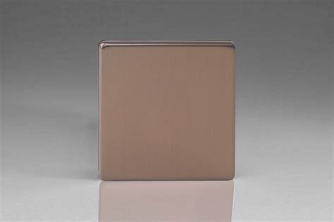 Varilight Flat Plate Screwless Brushed Bronze Single Blank Plate