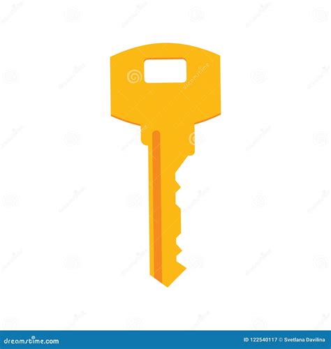 Image Of A Yellow Key On A White Background Stock Vector Illustration