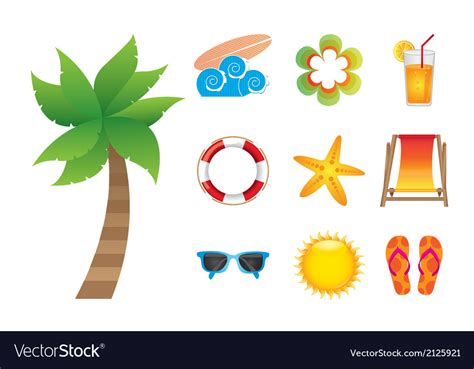 Beach icons over white background Royalty Free Vector Image