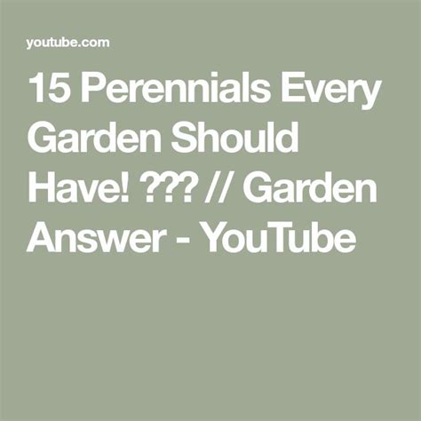 15 Perennials Every Garden Should Have 💪🌿💚 Garden Answer Youtube