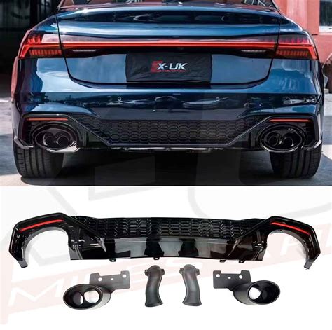 Audi Rs7 Style Black Edition Rear Diffuser Valance For A7 S7 4k8 2018