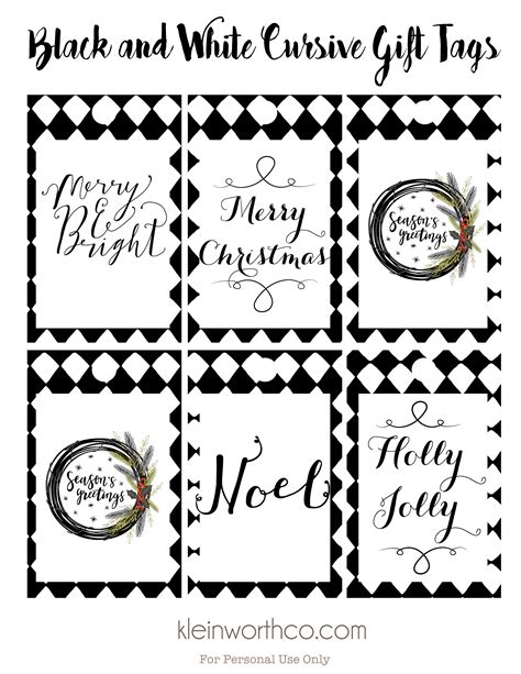 Black and White Cursive Free Printable Gift Tags - Yummi Haus