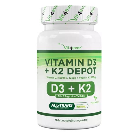 Vitamine D3 And K2 Mk7 5000 Iu And 200 µg 365 Tabletten Vit4ever