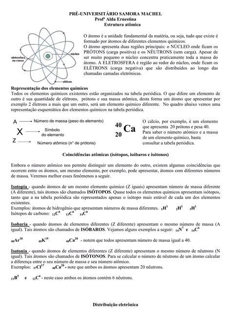 Resumo Estrutura Atômica E Distribuição Eletrônica Pdf