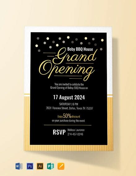 Grand Opening Invitation Card Template Illustrator Word Apple Pages