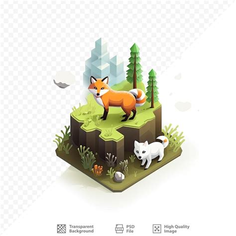 Premium Psd A Cartoon Of A Fox And The Animals On A Hill