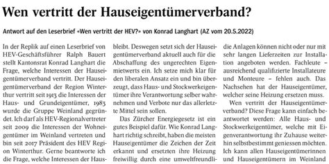 Wen Vertritt Der Hauseigent Merverband Hev Region Winterthur