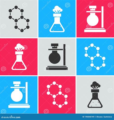 Set Molecule Test Tube And Flask Chemical And Test Tube Flask On Stand