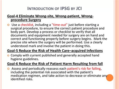 Presentation On International Patient Safety Goals Jci Ppt