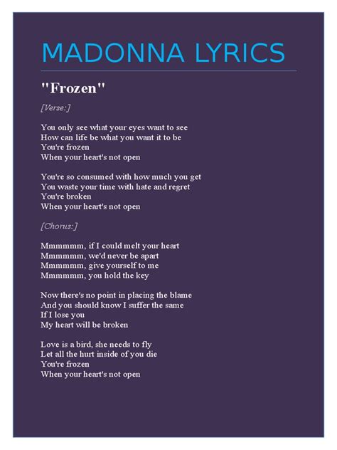 Madonna - Frozen Lyrics | PDF