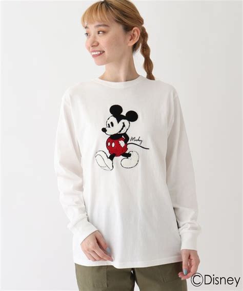 Disney（ディズニー）の「 Disney ディズニーさがら刺繍 ミッキーマウス ロンt（tシャツカットソー）」 Wear