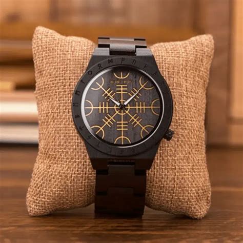 Montre En Bois Fonc Aegishjalmur Univers Viking