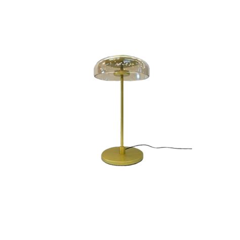 Lampara de mesa vidrio 23x41cm transparente y dorado Lámparas de mesa