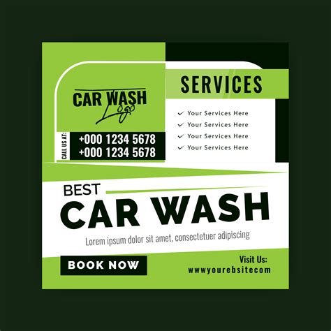 Car Washing Service Social Media Post Design Web Internet Ads Template