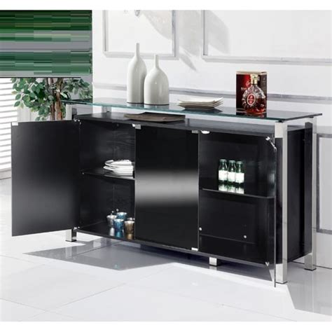 Mabella Black 3 Door Glass Sideboard 15797 Furniture In