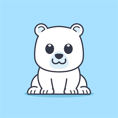 Premium Vector Cute Polar Bear Sitting Down Illustration