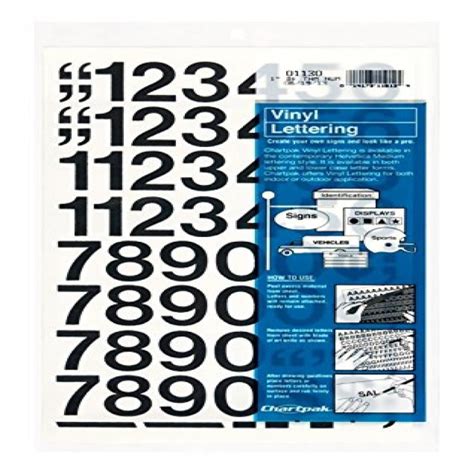 Chartpak Self Adhesive Vinyl Numbers 1 Inches High Black 44 Per Pack