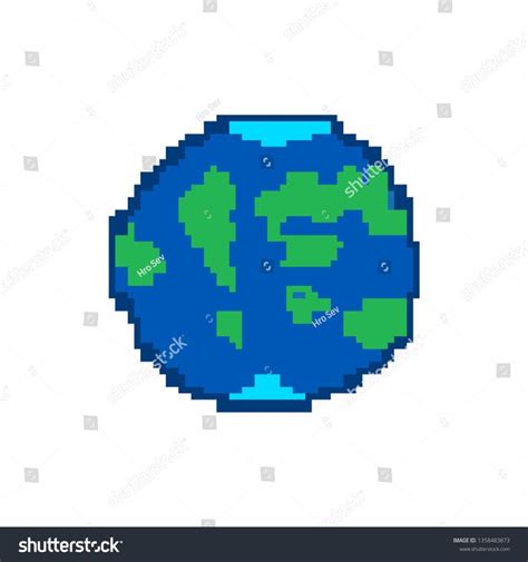 Planet Earth Pixel Art Vector Illustration Isolated On White