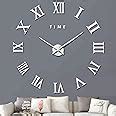 Vreaone Large D Diy Wall Clock Giant Roman Numerals Clock Frameless