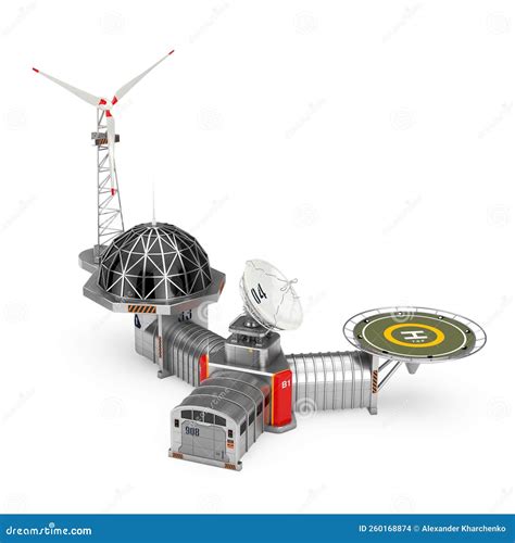 modern remote antarctic research polar station  rendering stock