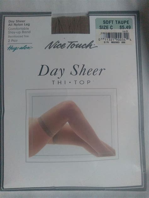 Sears Nice Touch Thi Top Sz C Soft Taupe Day Sheer Nylon Stockings Two