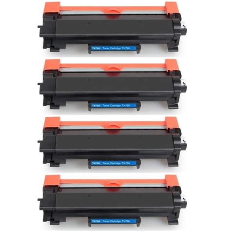 4 Pack Brother TN760 TN-760 TN730 TN-730 Black High Yield Laser Toner Cartridge with Chip